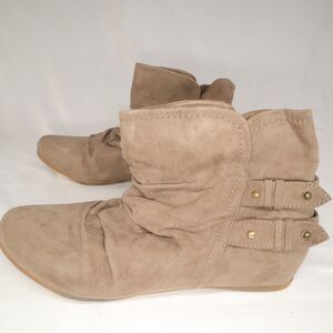 Call it Spring Womens 8.5 Booties Shoes Faux Tan Suede Slip on